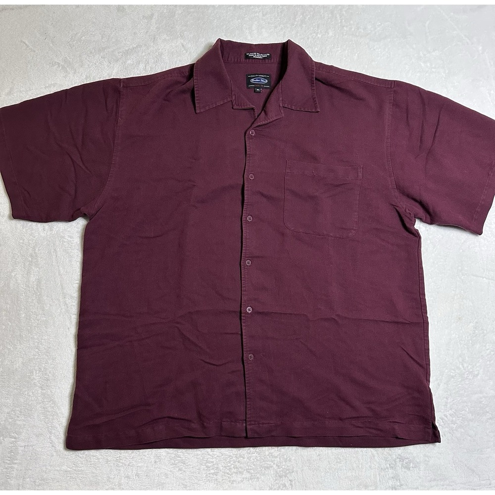 Vintage Anchor Blue Shirt Mens XL Maroon Burgundy Rayon Ribbed Boxy 90s Y2K 00s